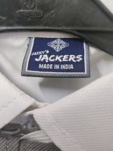 Boys' Grey  White Patterned Shirt