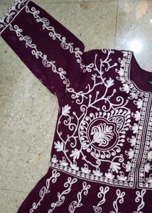 Purple colour embroidery design suit with dupatta