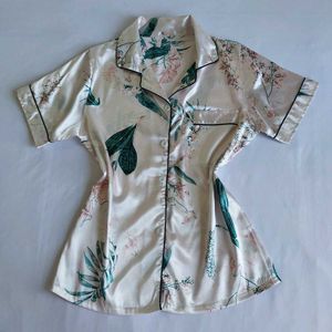 Floral Print Satin Pajama Top 🎀✨️