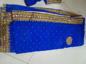 Royal Blue Embroidered Saree