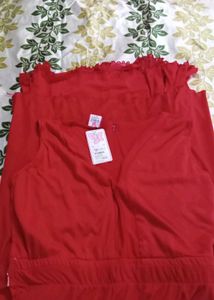 Red Sleeveless Lace &amp; Net Midi Dress + Freebie
