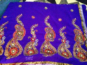 Vibrant Embroidered Silk Saree