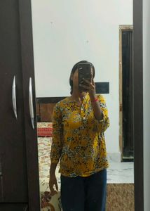 Yellow Floral Print Top