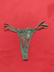 Olive Green Lace Thong Panty