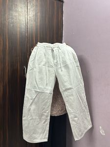 White Wide Leg Casual Pants