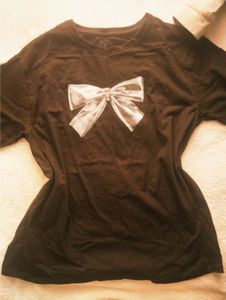 Brown T-Shirt with Bow Graphic