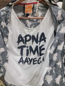 Printed Hoodie Jacket with T-shirt