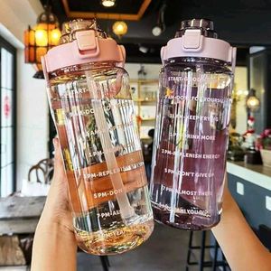 Large Water Bottle with Straw