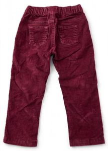 Maroon Corduroy Pants with Rose Embroidery