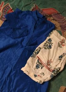 Royal Blue Kurta with Floral Pants