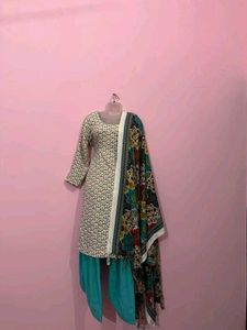 Stylish Printed Kurta with Dupatta and Salwar
