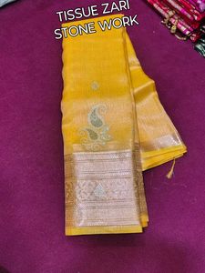 Stunning Yellow Saree with Stone Work
