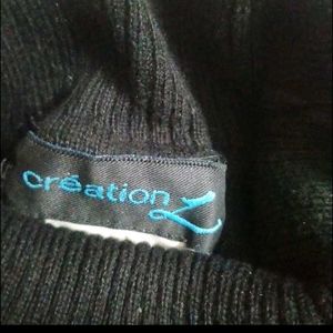 Elegant Black Turtleneck Top with leather print