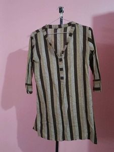 Striped V-Neck Tunic Top