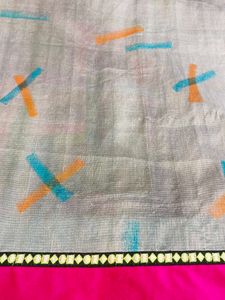 Elegant Grey Saree with Pink Border