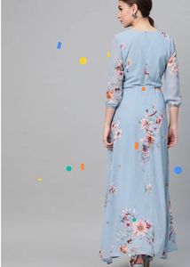 Light Blue Floral Maxi Dress