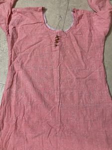 A Line Pink Kurti With Bottom