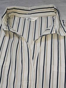 Chic Striped Collared Blouse