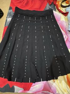 Stylish Black Skirt with White Dots