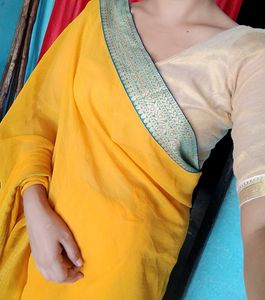 Vibrant Yellow Saree with Embellished Border