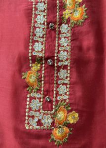 Elegant Red Embroidered Kurta