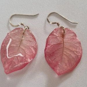 Real Leaf Resin Earrings Bougenvillia