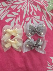 Pearl & Bow Hair Clips Set