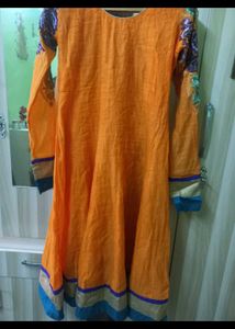 Orange Embellished Kurta