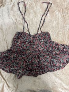 Floral Print Peplum Cami Top