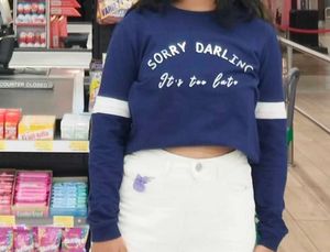 Blue "Sorry Darling" Graphic Top