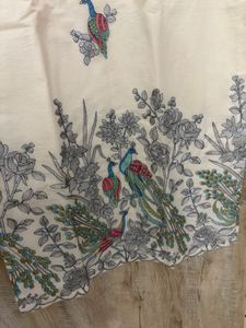 Elegant Cream Peacock embroidered Kurta