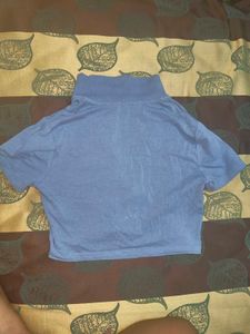 Blue Cropped Polo T-Shirt