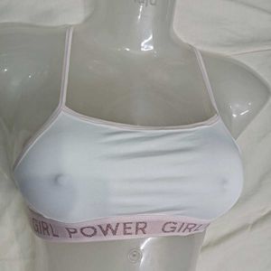 White ❤️‍🔥"Girl Power" Sports Bra