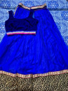 Grab Early! Vibrant Blue Net Lehenga Skirt