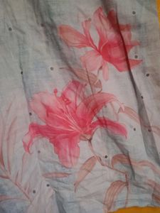 Light Blue Floral Kurta Set Dupatta damege