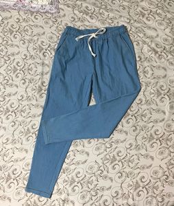 Length-34,,Blue cotton Drawstring Pants