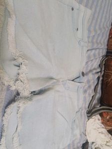 Light Wash Distressed Denim Shorts