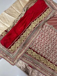 beautiful heavy saree in two colours red &amp; cream
