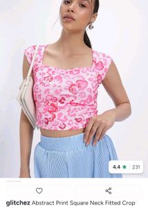 Pink Floral Print Crop Top