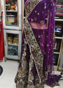 Exquisite Purple Velvet Lehenga Choli Set