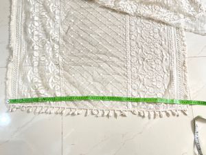 Elegant White Embroidered Dupatta