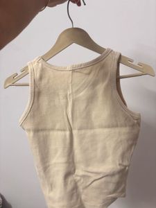 Cream Ribbed Tank Top