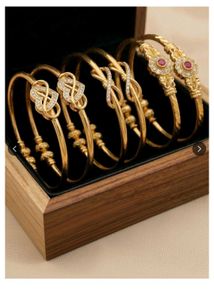 3 piece Gold Plated Bangles with Intricate Designs