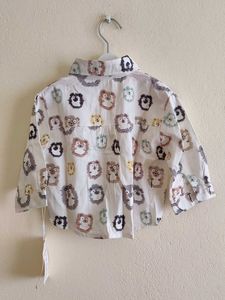 Cute Hedgehog Print Button-Up Shirt
