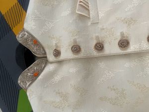 Cream Jacquard Sherwani for Men