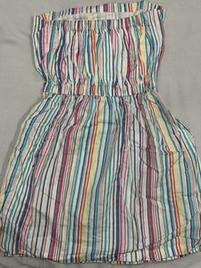 Colorful Striped Strapless Dress