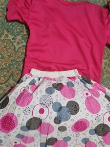 Girls Pink Top &amp; Skirt Set