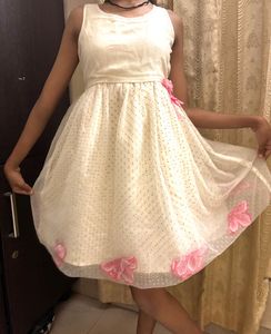 Girls' Cream &amp; Pink Party Dress