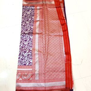New Elegant Silver Banaras Saree
