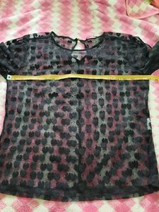 Sheer Black Heart Pattern Mesh Top